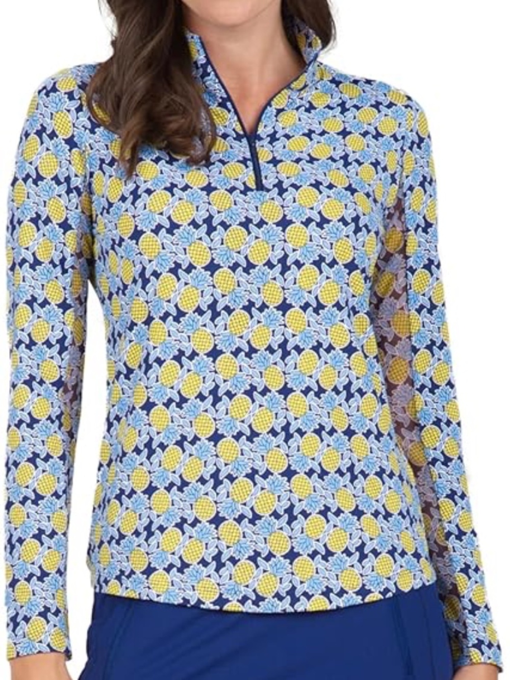 IBKUL Chantal Pineapple Print Golf Polo Sz L